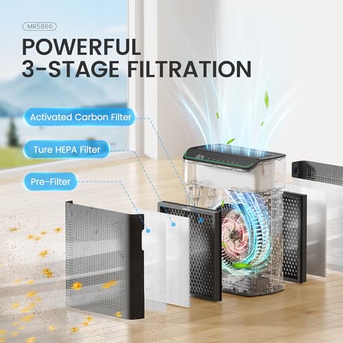 Large Room HEPA Air Purifier for Smoke and Allergens 1690 Sq Ft - Black
