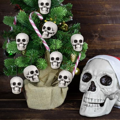 24 Pcs Halloween Skull Hanging Tree Ornaments - Realistic Plastic Decorations, 3.15x2.8x2.17 Inches