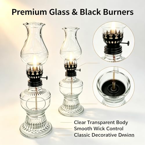 Adjustable Hurricane Replica Glass Oil Lamp with Black Dimmer - 1Pcs Black