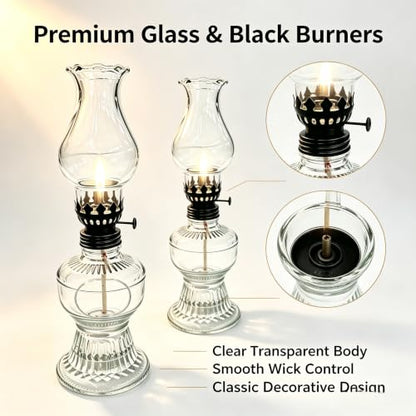 Adjustable Hurricane Replica Glass Oil Lamp with Black Dimmer - 1Pcs Black