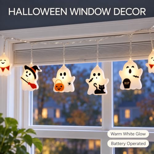 Halloween Ghost String Lights 20FT 40LED Battery Operated - Variation: Ghost