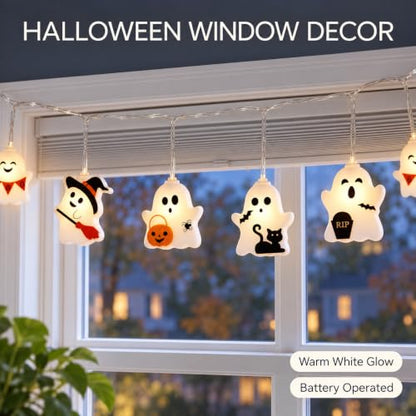 Halloween Ghost String Lights 20FT 40LED Battery Operated - Variation: Ghost