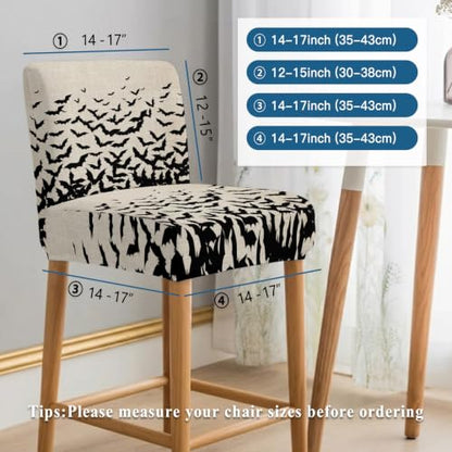 Halloween Bat Stretch Bar Stool Covers Set of 4 - Linen Slipcovers for Counter Height Chairs