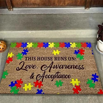 Regine Switzerland Funny Flannel Door Mat - Autism Awareness Home Decor | 30 x 17 Inch