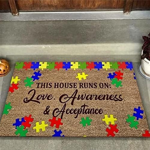 Regine Switzerland Funny Flannel Door Mat - Autism Awareness Home Decor | 30 x 17 Inch