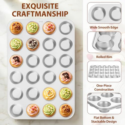 Mini Muffin Pan 24-Cup Stainless Steel Non-Toxic Bakeware - Variation 1