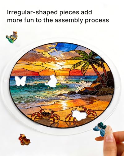 Round Acrylic Sun Catcher Puzzle 7.48 Inch with Pig Design, Style-10 - Hanging Crystal Decor