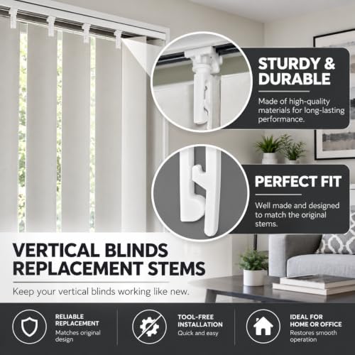 Vertical Blinds Replacement Carrier Stem Clips - 8 Pack