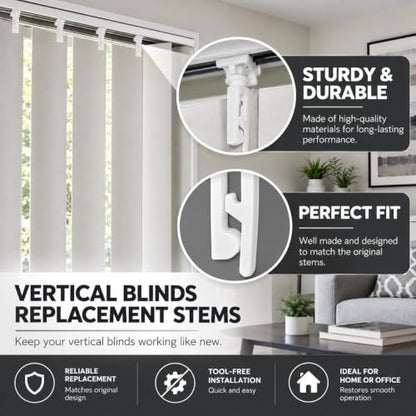 Vertical Blinds Replacement Carrier Stem Clips - 8 Pack