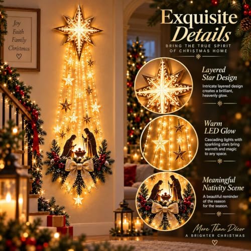 Lighted Nativity Wall Decor - Bethlehem Star of Faith, 1PCS