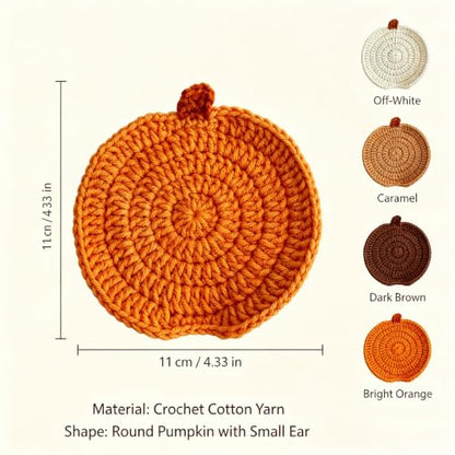 Fall Crochet Coasters Set of 4 - Handmade Absorbent Drink Coasters - Fall 4
