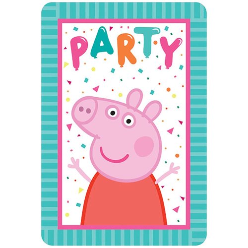 Vibrant Multicolor Peppa Pig Confetti Party Postcard Invites - 4.25" x 6.25" (Pack Of 8) - Premium Paper Quality, Eye-Catching & Unique Design - Perfect For Themed Parties & Events