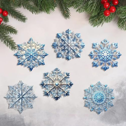 12Pcs Blue Winter Snowflake Wooden Christmas Tree Decorations - Variation of THIS listing