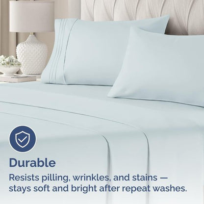 King Standard Pillow Cases Set of 4 - Soft Hotel Quality Pillowcase Covers - Comfy Bedding for Women, Men, Kids & Teens - Machine Washable Pillow Protectors - 4 Piece Set - King Standard Size Sky Blue