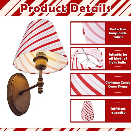 Christmas Lamp Shades Clip On Candy Canes 3x6x5 Inches - 6 Pcs Variation of 6 / Candy Canes