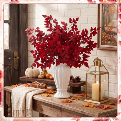 Artificial Cimicifuga Leaf Stems Burgundy 4 Pack for Fall Decor