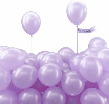 PartyWoo Pearl Lavender Balloons - 100pcs 5-Inch Light Pastel Purple Latex Helium Balloons for Bachelorette & Birthday Parties