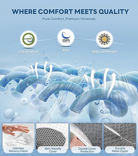 No More Aches Neck Pillow - Cloud Grey, Adjustable Cervical Memory Foam Support
