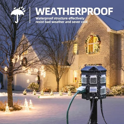 Tiffcofio Outdoor Power Stake Timer 6FT Extension Cord Waterproof Remote Control