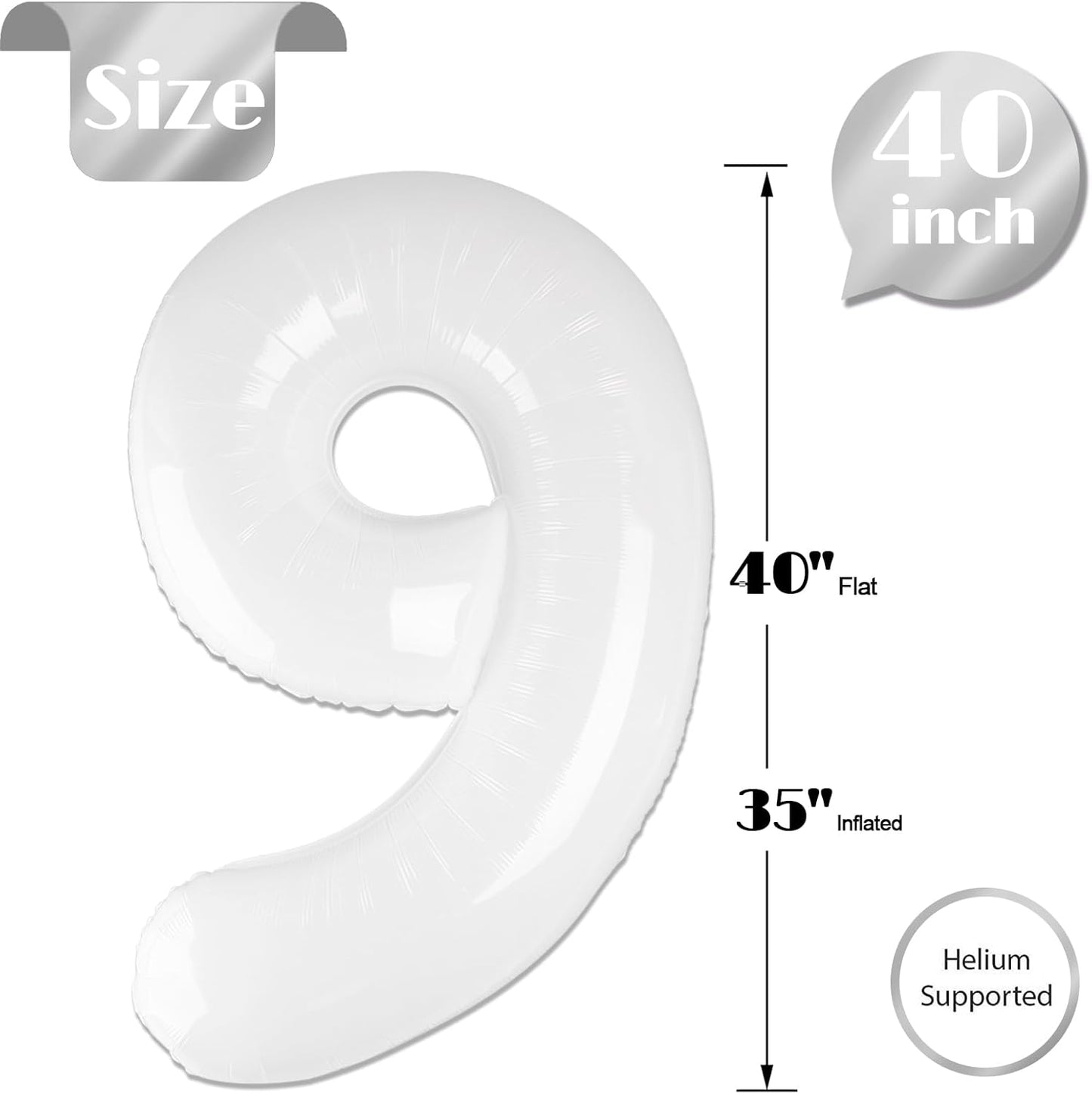 Translucent Number 9 Balloon by [Brand Name] - 40 Inch Giant Birthday Decoration for Boys & Girls
