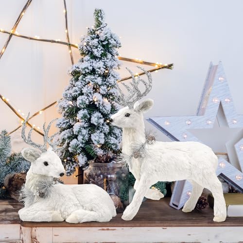 Holiday Reindeer Set of 2 - 18 Inch Sisal Christmas Decorations - Variation of Deer-Set of 2