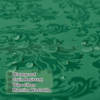 Christmas Jacquard Tablecloth 60 x 84 Inch Rectangular - Green, Holiday Decor