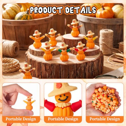Beeveer 25 Pcs Fall Pumpkin Scarecrow Mini Figurines - Thanksgiving Decor