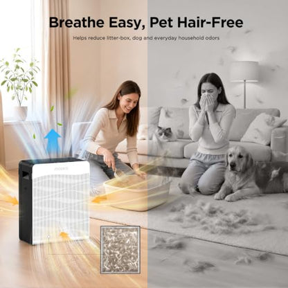 MOOKA White Air Purifier for Large Rooms Up to 2800 sq ft with Washable Pre-Filter