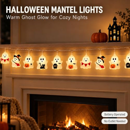 Halloween Ghost String Lights 20FT 40LED Battery Operated - Variation: Ghost