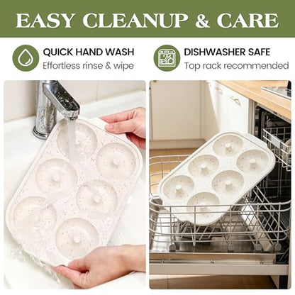 3 Inch Silicone Donut Pan with Metal Frame - Set of 2, Nonstick Bakeware
