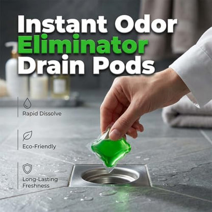 Bio-Enzyme Drain Deodorizer Capsules 100 Count - Water-Soluble Odor Eliminator for Sinks and Drains