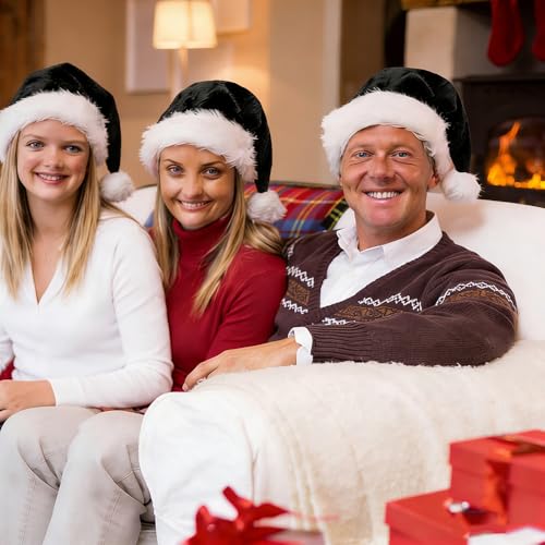 Black Santa Hat for Adults Christmas Party Holiday Costume - Santa Hat Variation