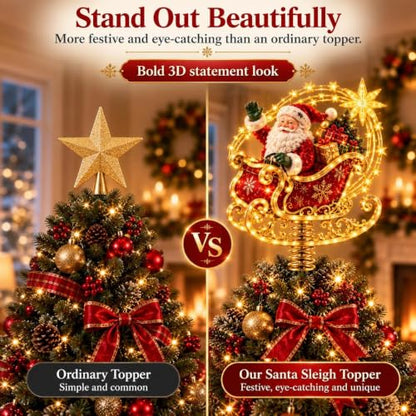 Lighted Christmas Tree Topper with Nutcracker Design - Festive Holiday Decor