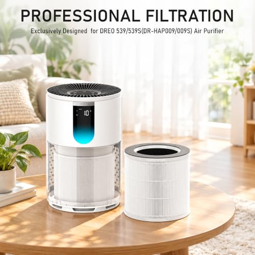 2 Pack HEPA Air Purifier Filters for DREO 539/539S - Replacement Compatible with DR-HAP009/009S