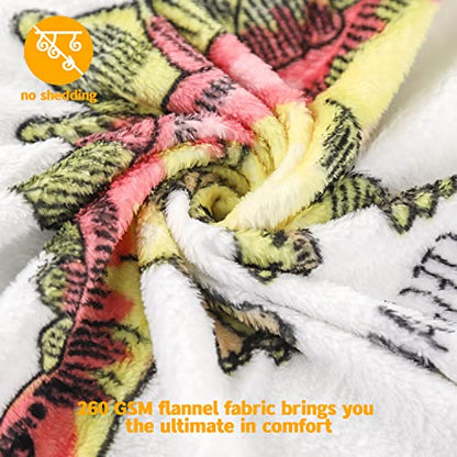 Dinosaur Pattern Fleece Blankets Cartoon Tyrannosaurus Animal Printed Throw Plush Blanket for Kids (55 inches x 40 inches)