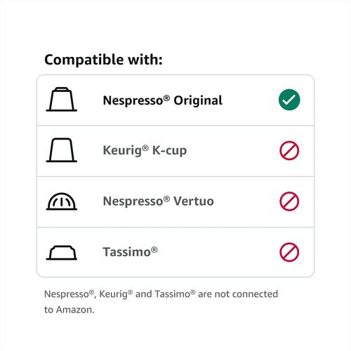Amazon Brand - Solimo Lungo Capsules, Compatible with Nespresso Original Brewers, Medium Roast, 50 Count (Pack of 1)