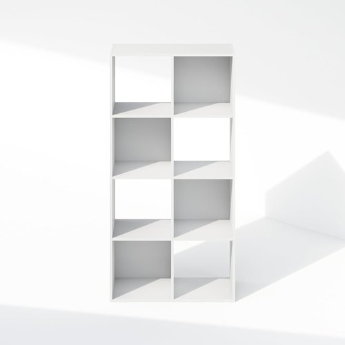Furinno PELLI 8-Cube Bookshelf - Stylish Horizontal Storage Organizer for Home Office & Living Room | White, 11.7 x 23.7 x 47
