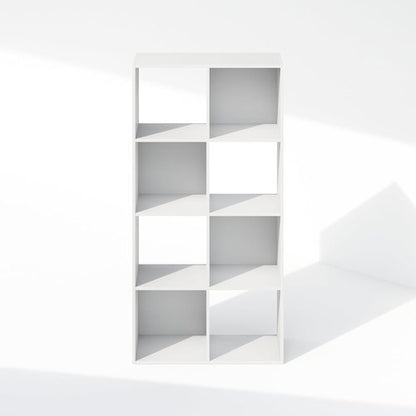 Furinno PELLI 8-Cube Bookshelf - Stylish Horizontal Storage Organizer for Home Office & Living Room | White, 11.7 x 23.7 x 47