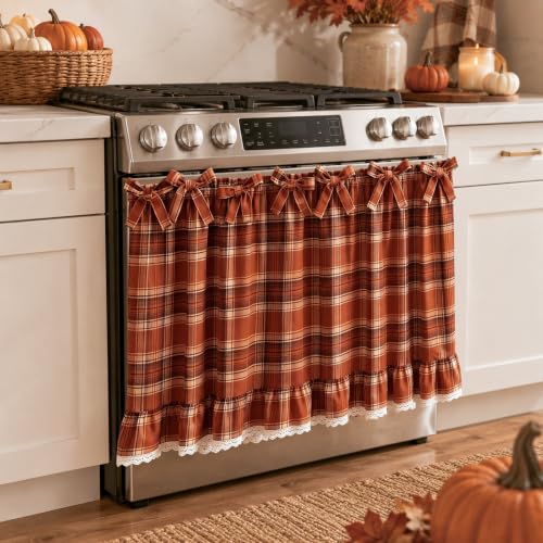 Fall Plaid Oven Skirt for Stove Cover - Farmhouse Kitchen Decor