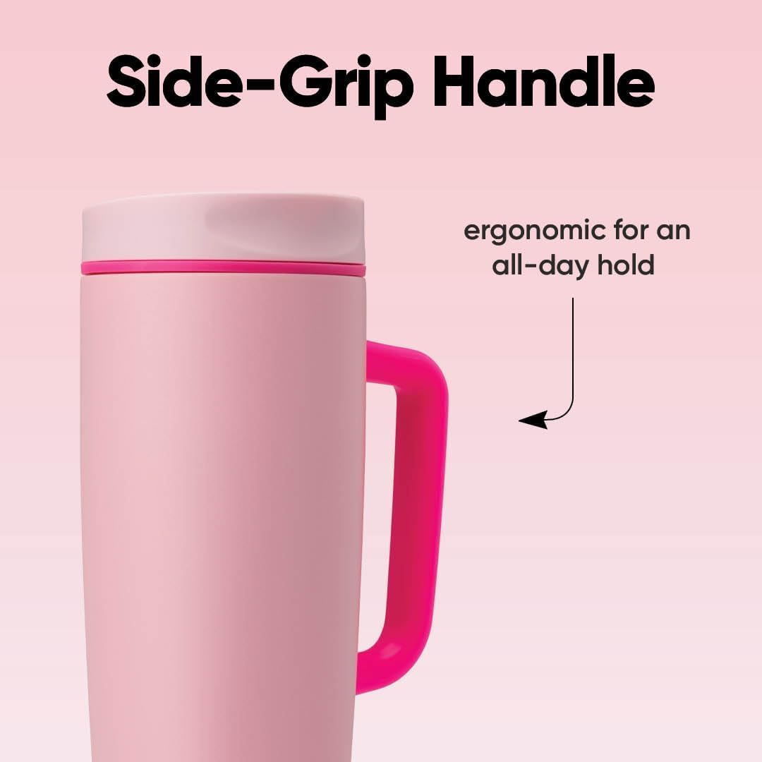 Owala SmoothSip Slider Travel Mug - 24 oz Insulated Stainless Steel | Leak Proof & BPA Free for Hot/Cold Drinks