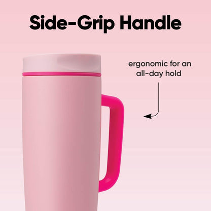 Owala SmoothSip Slider Travel Mug - 24 oz Insulated Stainless Steel | Leak Proof & BPA Free for Hot/Cold Drinks