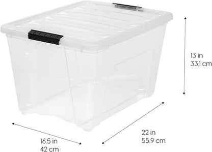 IRIS USA 54 Qt Stackable Storage Bins with Lids - BPA-Free, Durable Clear Organizing Solution | 4 Pack