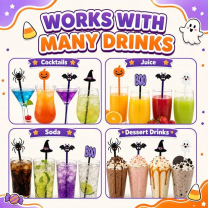 Classic Halloween Cocktail Stir Sticks - 36 Assorted 7.1 Inch Drink Swizzles