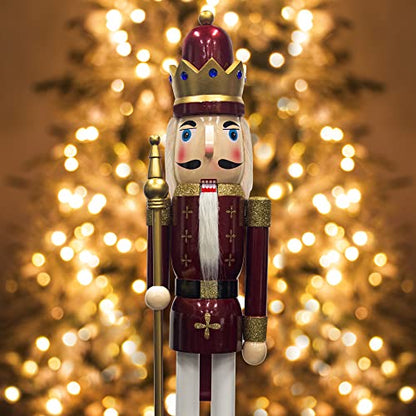 Large 4ft King Christmas Nutcracker Figurine - Wooden Holiday Decor for Front Door & Fireplace (Variation of THIS listing)