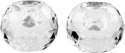 Crystal Ball Candle Holders by [Brand Name] - Elegant Taper Holder Set of 2 for Dining Table Centerpiece | Clear Decor