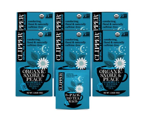 Clipper Tea Snore and Peace Chamomile & Lavender Herbal Tea – Caffeine Free, USDA Organic, Great Hot or Iced – Comfortingly Floral, Natural, Fair & Delicious – 120 Tea Bags