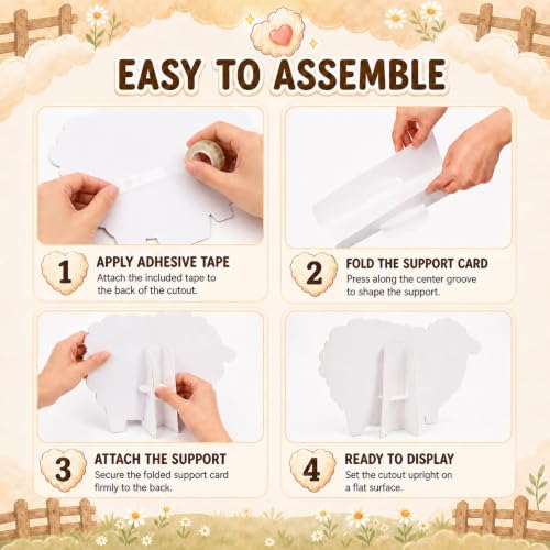 Sleep Cute 6 Pcs Sheep Cardboard Cutouts for Farm Party Decor