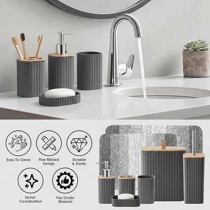 Britimes 23-Piece Bathroom Accessory Set with Waterproof Liner - Grey Ombre