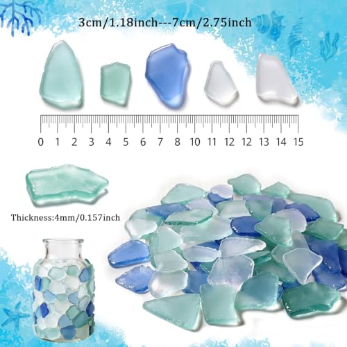 Blue Sea Glass for Crafts 34oz Bulk Beach Decor & Mosaic Art