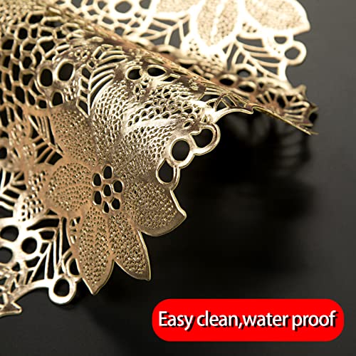 Gold Round Leaf Blooming Placemats Set of 6 - Elegant Table Decor for Dining